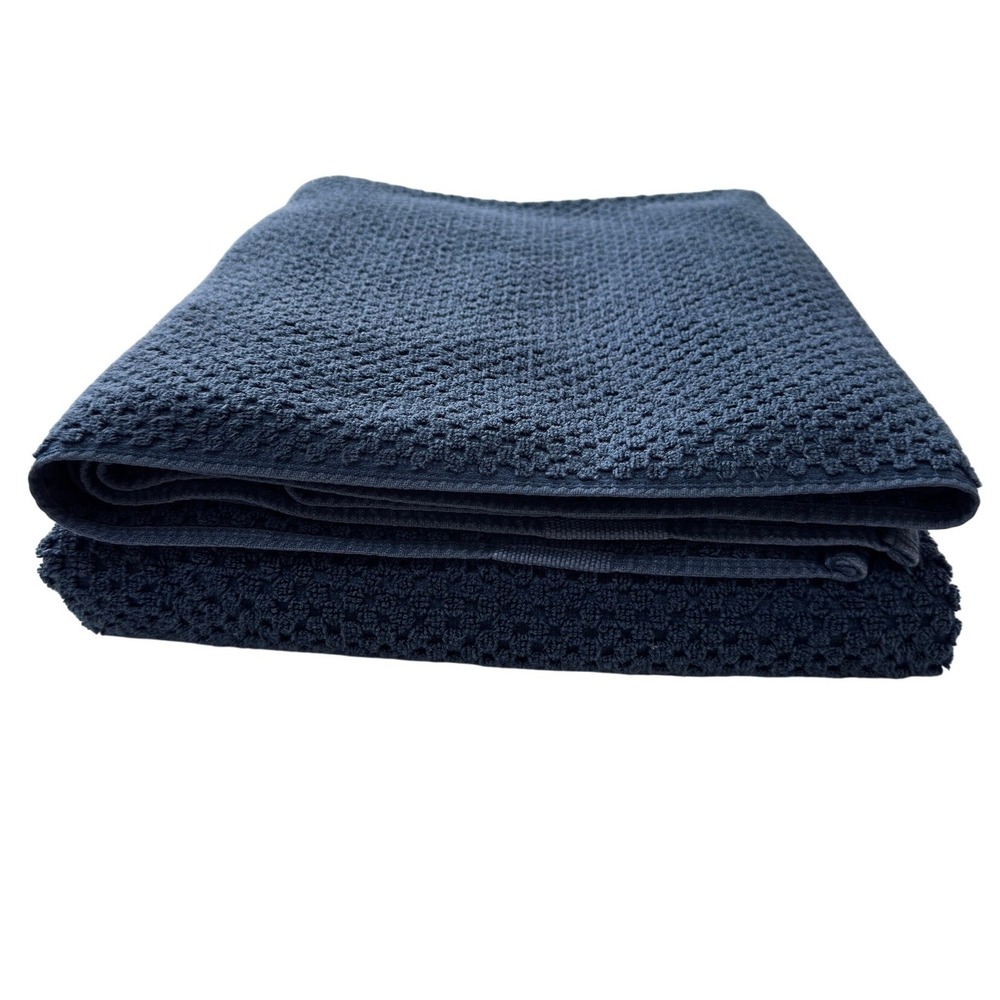 Towels Set of 2 Better Homes & Gardens Navy Blue Textured Popcorn Weave Cotton